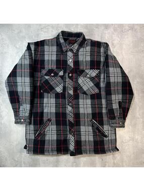 Vintage Plaid Five Brother Insulated Snap Up Jacket